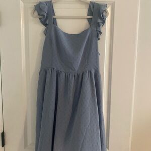 Blue Ruffle Sleeve Kids Dress